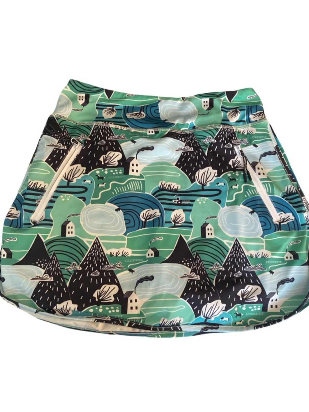 Jack Smiith Scenic Print Active Skiort in Teal and Black-S teal green blk